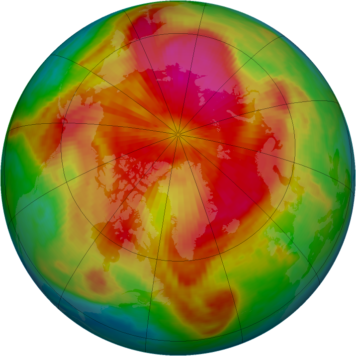 Arctic ozone map for 01 April 1985